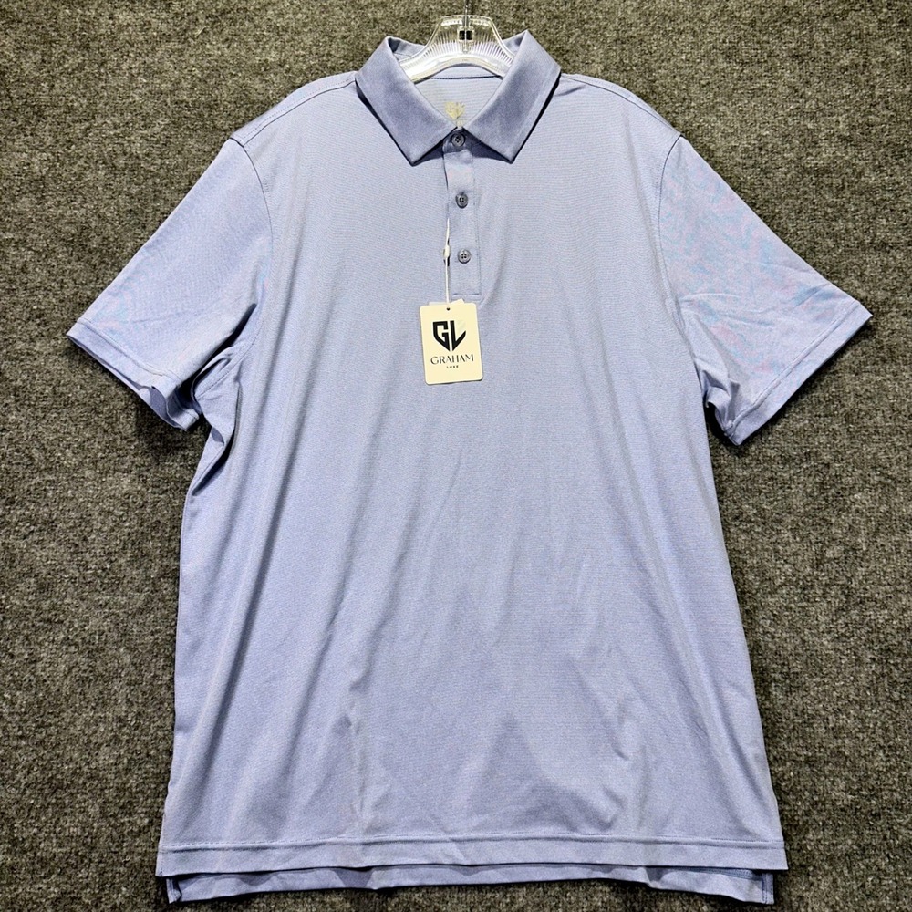 New Graham Luxe Beck Golf Polo Mens XL Sapphire Blue Performance Athletic